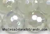 CAA6037 15 inches 12mm faceted round AB-color white agate beads