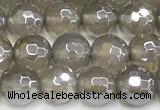 CAA6038 15 inches 6mm faceted round AB-color grey agate beads