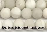 CAA6076 15 inches 6mm round matte white crazy lace agate beads