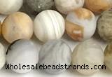 CAA6081 15 inches 6mm round matte bamboo leaf agate beads