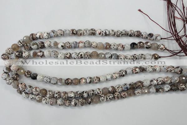 CAA711 15.5 inches 8mm faceted round fire crackle agate beads