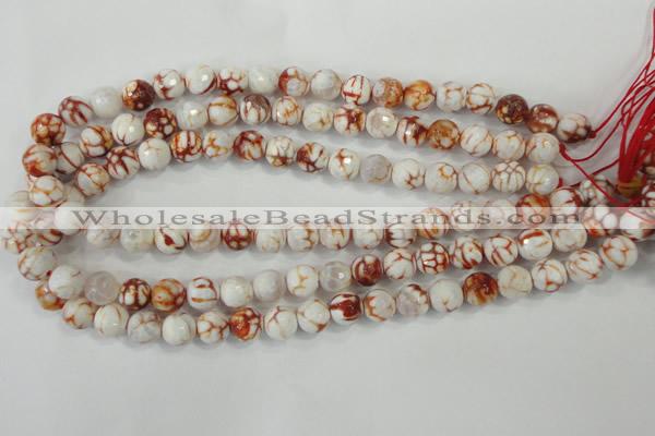 CAA714 15.5 inches 10mm faceted round fire crackle agate beads