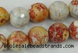 CAA729 15.5 inches 14mm faceted round fire crackle agate beads