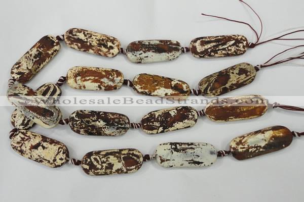 CAA756 15.5 inches 16*40mm rectangle wooden agate beads wholesale