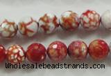 CAA799 15.5 inches 10mm faceted round fire crackle agate beads