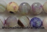 CAA809 15.5 inches 14mm faceted round fire crackle agate beads