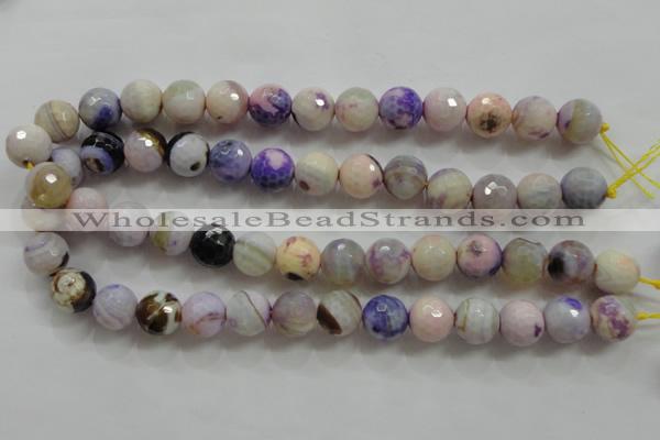 CAA809 15.5 inches 14mm faceted round fire crackle agate beads