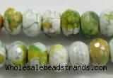 CAA825 15.5 inches 10*14mm faceted rondelle fire crackle agate beads