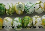 CAA830 15.5 inches 12*16mm faceted rondelle fire crackle agate beads