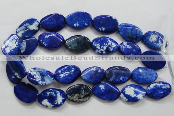 CAA839 15.5 inches 20*30mm twisted oval fire crackle agate beads