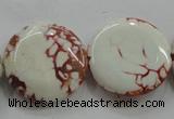 CAA848 15.5 inches 25mm flat round fire crackle agate beads