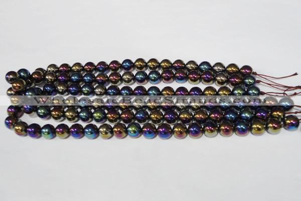 CAA850 15.5 inches 10mm round AB-color black agate beads