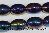 CAA853 15.5 inches 13*18mm rice AB-color black agate beads