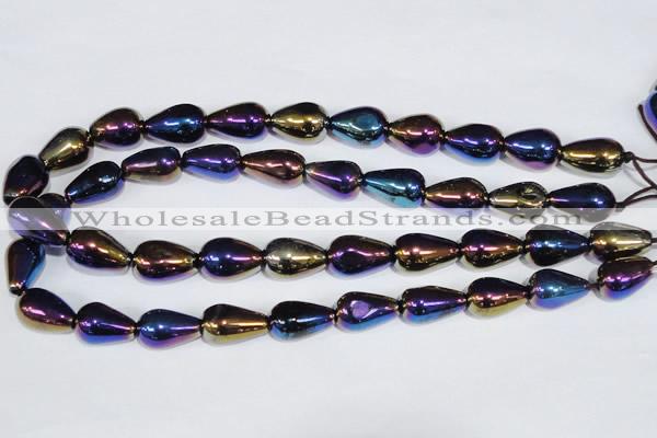 CAA857 15.5 inches 13*20mm teardrop AB-color black agate beads