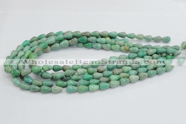 CAB03 15.5 inches 8*12mm teardrop green grass agate gemstone beads