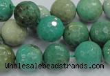 CAB10 15.5 inches 14mm faceted round green grass agate gemstone beads