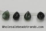 CAB127 15.5 inches 8*12mm flat teardrop moss agate gemstone beads