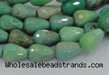 CAB14 15.5 inches 8*12mm faceted teardrop green grass agate beads