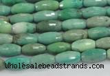 CAB18 15.5 inches 6*12mm faceted rice green grass agate beads