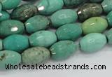 CAB19 15.5 inches 8*12mm faceted rice green grass agate beads