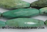 CAB22 15.5 inches 11*40mm faceted rice green grass agate beads