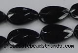 CAB316 15.5 inches 12*20mm faceted teardrop black agate gemstone beads