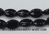 CAB318 15.5 inches 8*12mm oval black agate gemstone beads wholesale