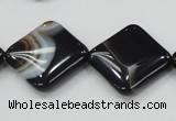 CAB327 15.5 inches 20*20mm diamond black agate gemstone beads