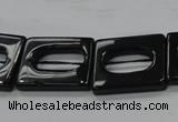 CAB328 15.5 inches 18*24mm hollow rectangle black agate gemstone beads