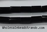 CAB333 15.5 inches 8*12mm faceted column black agate gemstone beads