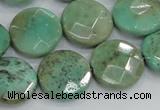 CAB34 15.5 inches 18mm faceted coin green grass agate gemstone beads