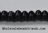 CAB340 15.5 inches 8*14mm hexagon rondelle black agate gemstone beads