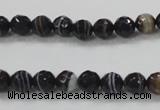 CAB347 15.5 inches 8mm faceted round black agate gemstone beads