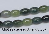 CAB388 15.5 inches 7*10mm rice moss agate gemstone beads wholesale