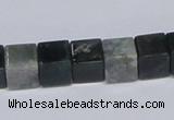 CAB398 15.5 inches 10*10mm cube moss agate gemstone beads wholesale