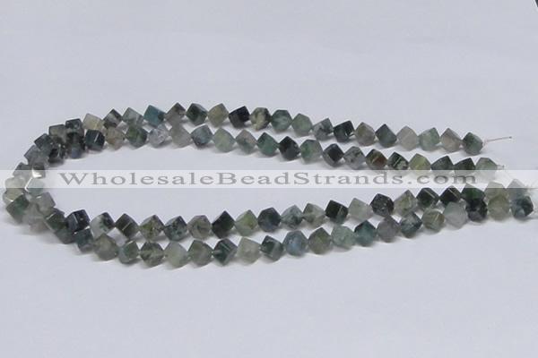 CAB400 15.5 inches 6*6mm inclined cube moss agate gemstone beads