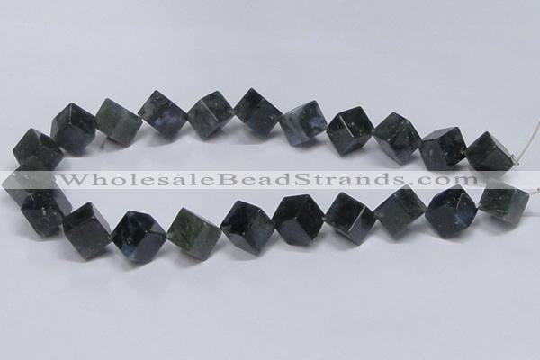 CAB402 15.5 inches 12*12mm inclined cube moss agate gemstone beads