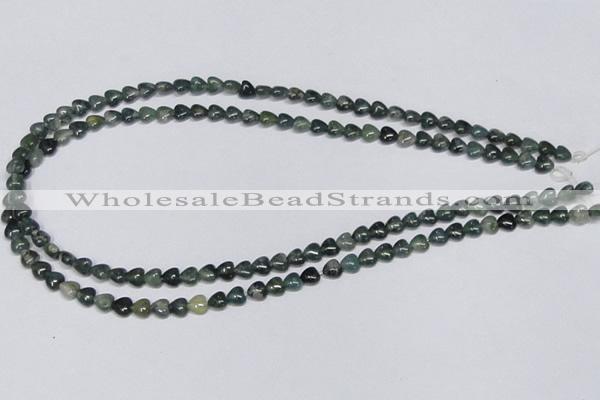 CAB403 15.5 inches 6*6mm heart moss agate gemstone beads wholesale