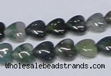 CAB405 15.5 inches 10*10mm heart moss agate gemstone beads wholesale