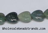 CAB407 15.5 inches 14*14mm heart moss agate gemstone beads wholesale