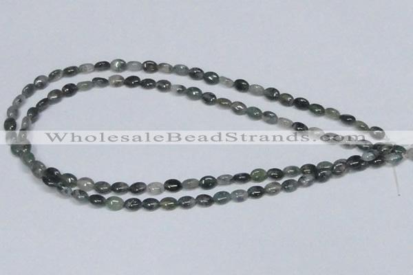 CAB408 15.5 inches 6*8mm oval moss agate gemstone beads wholesale