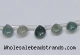 CAB414 15.5 inches 7*9mm flat teardrop moss agate gemstone beads