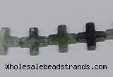 CAB416 15.5 inches 12*12mm cross moss agate gemstone beads