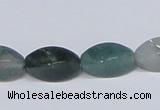 CAB421 15.5 inches 8*16mm twisted rice moss agate gemstone beads