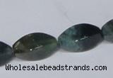 CAB422 15.5 inches 10*20mm twisted rice moss agate gemstone beads