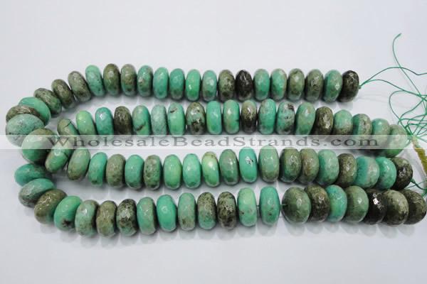 CAB45 15.5 inches 10*18mm faceted rondelle green grass agate beads