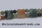 CAB469 15.5 inches flower & round double-drilled indian agate beads