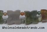 CAB470 15.5 inches flower & round double-drilled indian agate beads