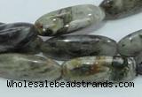 CAB566 15.5 inches 10*30mm rice silver needle agate gemstone beads