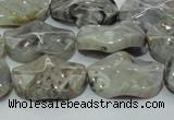 CAB574 15.5 inches 18*25mm wavy oval silver needle agate gemstone beads